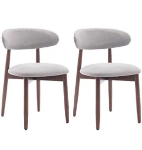 upholstered dining chairs (set of 2) — modern wooden side chairs with foot pegs for kitchen & dining,lightgrey