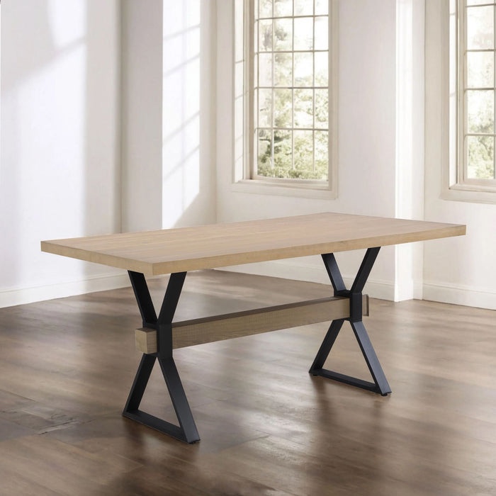 Elevated Farmhouse Dining Table With X Shaped Legs - Light Ash. 63.0"W x 36.0"D x 30.25"H - 74.18 lb