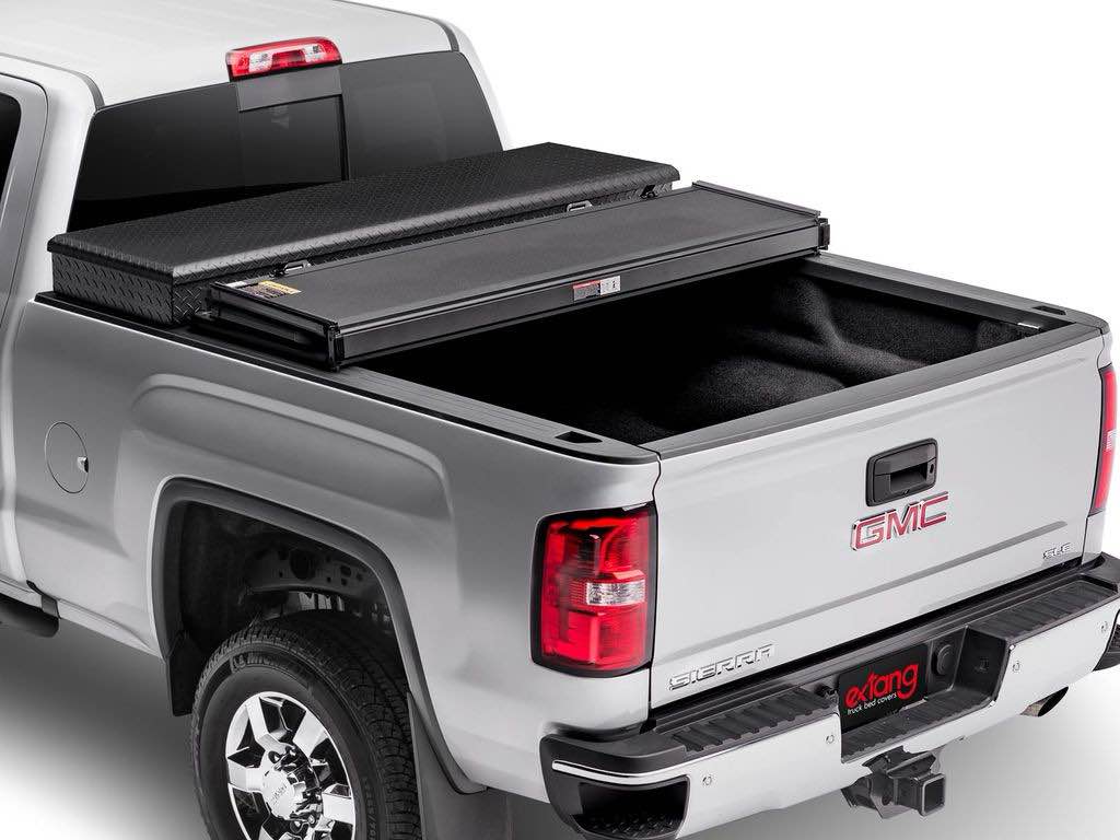 RealTruck Extang Solid Fold 2.0 Toolbox Hard Folding Truck Bed Tonneau Cover | 84653 | Fits 2020-2024 Chevy/GMC Silverado/Sierra, 2020 2500/3500HD (w/o Factory Side Storage Box) 6' 10" Bed (82.2")