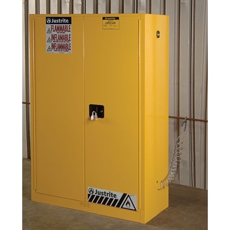 JUSTRITE 894500 Sure-Grip EX Standard Safety Cabinet, 43w x 18d x 65h, Yellow, 45 Gallon