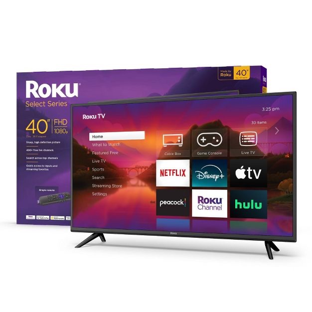 Roku 40" Select Series 1080p Full HD Smart Roku TV with Roku TV Remote: Wi-Fi, LED- Working Condition Verified