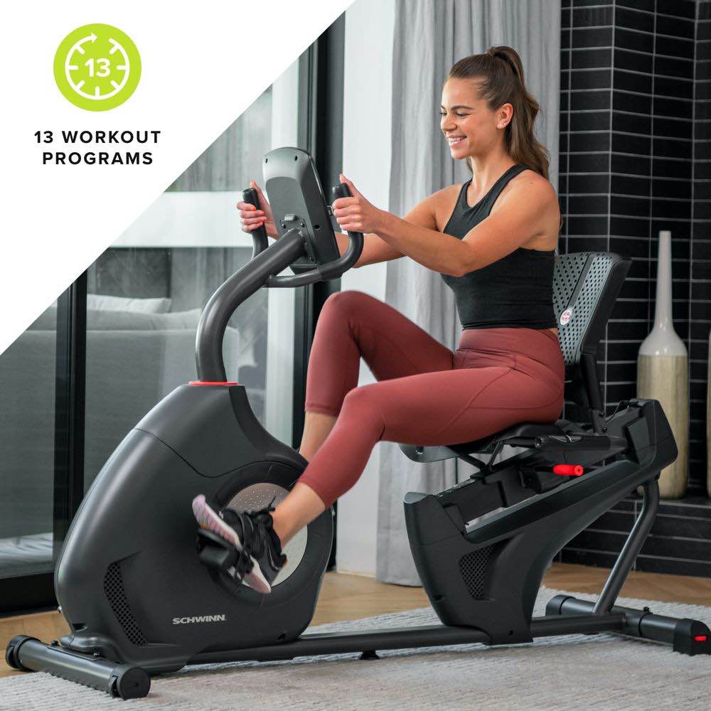 Schwinn - 230 Recumbent Exercise Bike with Multiple Setting Options, 13 Workout Programs and 16 Resistance Settings