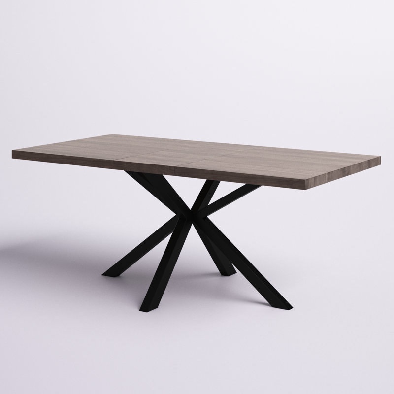 Latitude Run Teak Wood Geo Grain Pattern Table with Metal Geometric Shaped 100” L x 47” W x 3” Thick