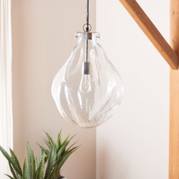 PND3003A 18 in. Kinney Glass & Iron Pendant Light, Clear & Nickel