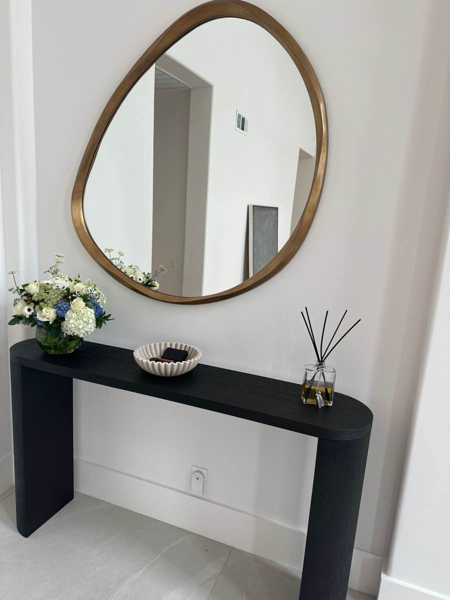 Monet Gold Leaf Framed Wavy Accent Mirror, 44"w 1.5"d 46"h