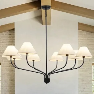 8-light Classic Dimmable Chandelier With Fabric Shades Black Chandelier Classic/traditional Chandelier (Damaged)
