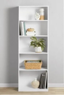 White five tier bookcase (Hardware Missing)