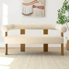 Petruna 54" Upholstered Solid Wood Round Armrest Loveseat