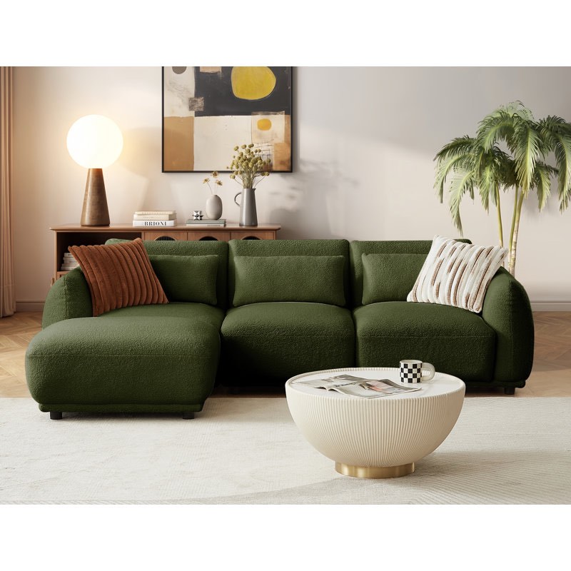 ballyrobert 4 - piece upholstered sectional teddy wool modern sectional sofa 3 seat l shaped convertible modular sectional sofa with reversible ottoman (middle seat only) 