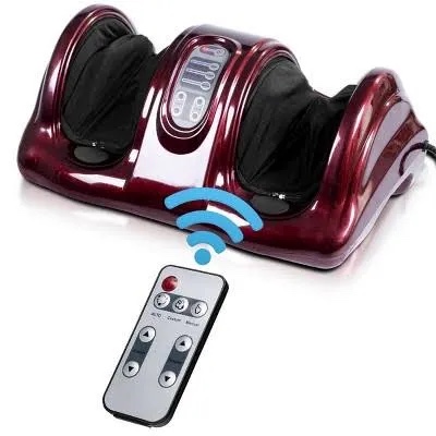 h&b luxuries shiatsu foot massager machine with remote controller, kneading and rolling home massagers for feet, ankle, calf, leg, ideally for men, women, father, mom parents and the elderly, red