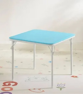 VECELO Kids Folding Activity Card Table, with Ultra Soft Padded Tabletop, 1 Piece, Blue & White