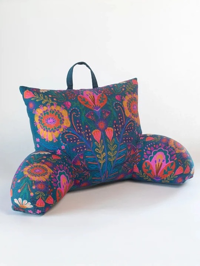 Boho Backrest Pillow - Navy Folk Garden