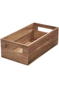 iDesign Acacia Wood Pantry Storage Bin with Handles a Natural