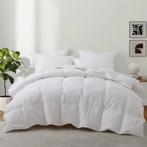 All Season Feather Down Comforter Cotton Blend Cover Duvet Insert White 