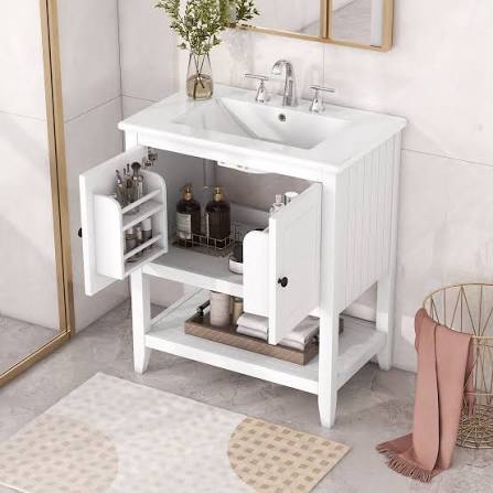 “elegant” White vanity cabinet  