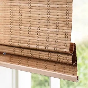  Natural Woven Light Filtering Cordless Bamboo Roman Shades