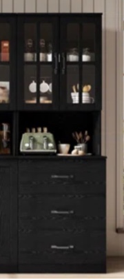 black 71" H X 71" W Kitchen Pantry