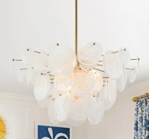 9 - Light Layered Handmade Glass Chandelier 
