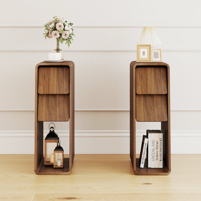 set of 2 23.6 inch tall, narrow farmhouse sofa table with drawer storage