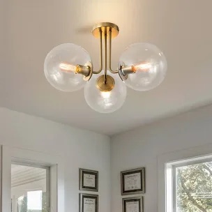 Kaynen 3- Light 22 Modern Sputnik Globe Semi Flush Mount