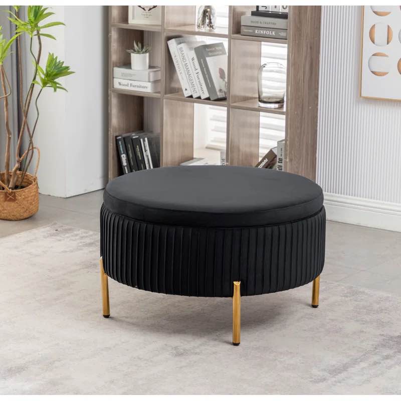 Mariantonietta Upholstered Round Storage Ottoman