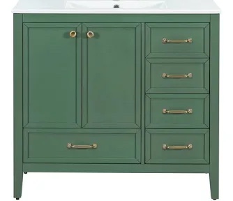 Bentlee 36" Bathroom Vanity With Ceramic Sink & 4 Drawers (Does Not Come With Sink)