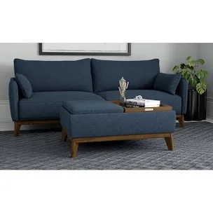 Rudi Mid - Century Modern Storage Ottoman with Reversible Tray Cushion