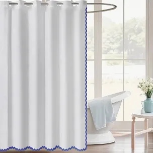No hook required scallop edge, water, repellent, shower curtain