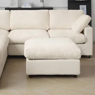 Modular Couch Upholstered Armless Sofa with Ottoman