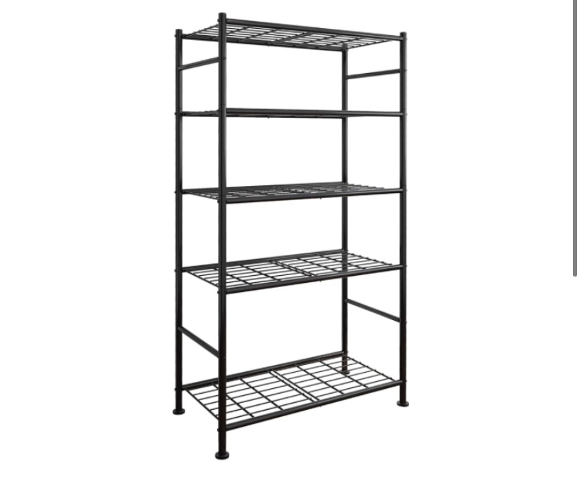 Storage Shelves - 5 Tier Shelf Organizer, Heavy Duty Garage Shelving Unit with Leveling Feet, Stable Metal Shelves Organizer for Pantry, Kitchen and Closet, 33.0" W x 12.6" D x 72.0" H, Black