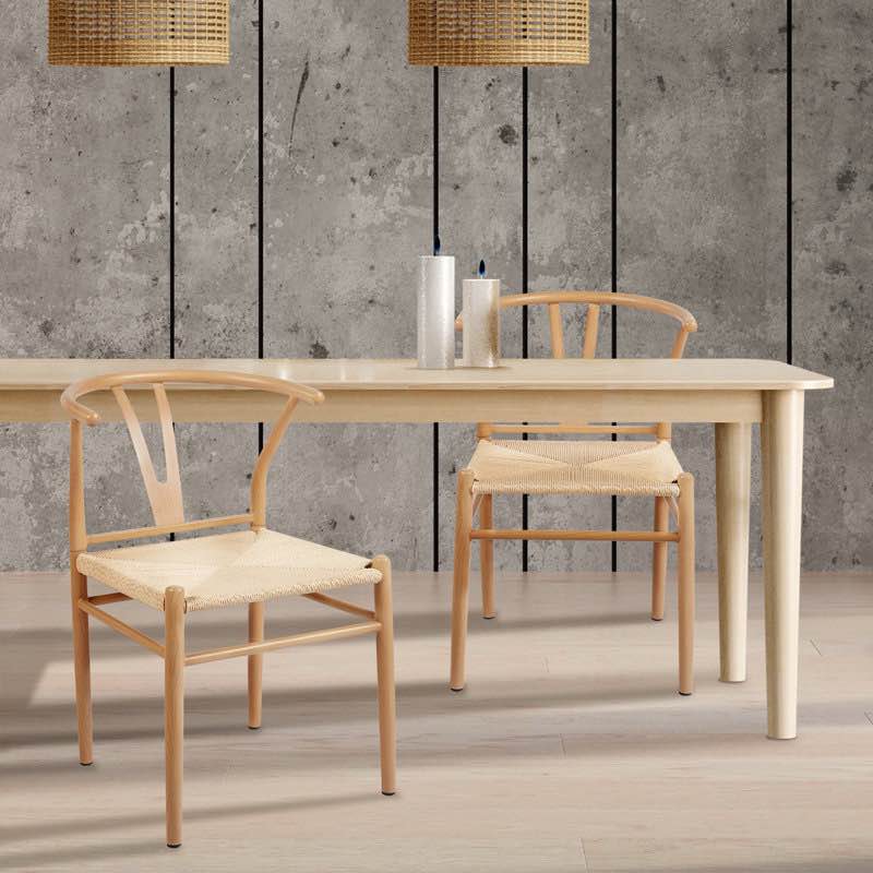 Drusa Mid - Century Hand - Woven Metal Dining Chairs (Set of 2) Natural