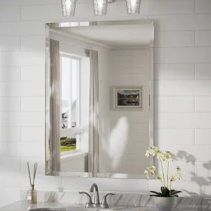 Janica Rectangle Beveled Frameless Bathroom Vanity Mirror 