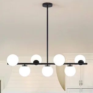 7- Light Dimmable Modern Farmhouse White Glass Globe Sputnik