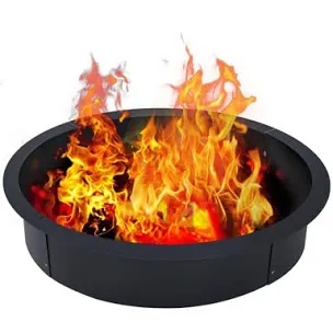 Shaylee 42" W X 9" H Iron Outdoor Fire Ring, Wood Burning Fire Pit