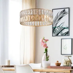 Modern Crystal Drum Chandelier, 6-light Pendant Lighting Fixture 