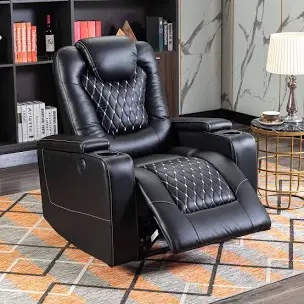 34.8" Luxury Faux Leather Home Theater Individual Seat Recliner 