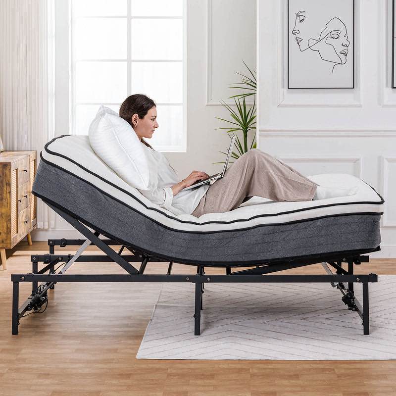 COMHOMA Electric Adjustable Bed Frame with Independent Head and Foot Incline B102