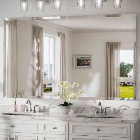 Janica Rectangle Beveled Frameless Bathroom Vanity Mirror Decorative Wall Accent Mirror