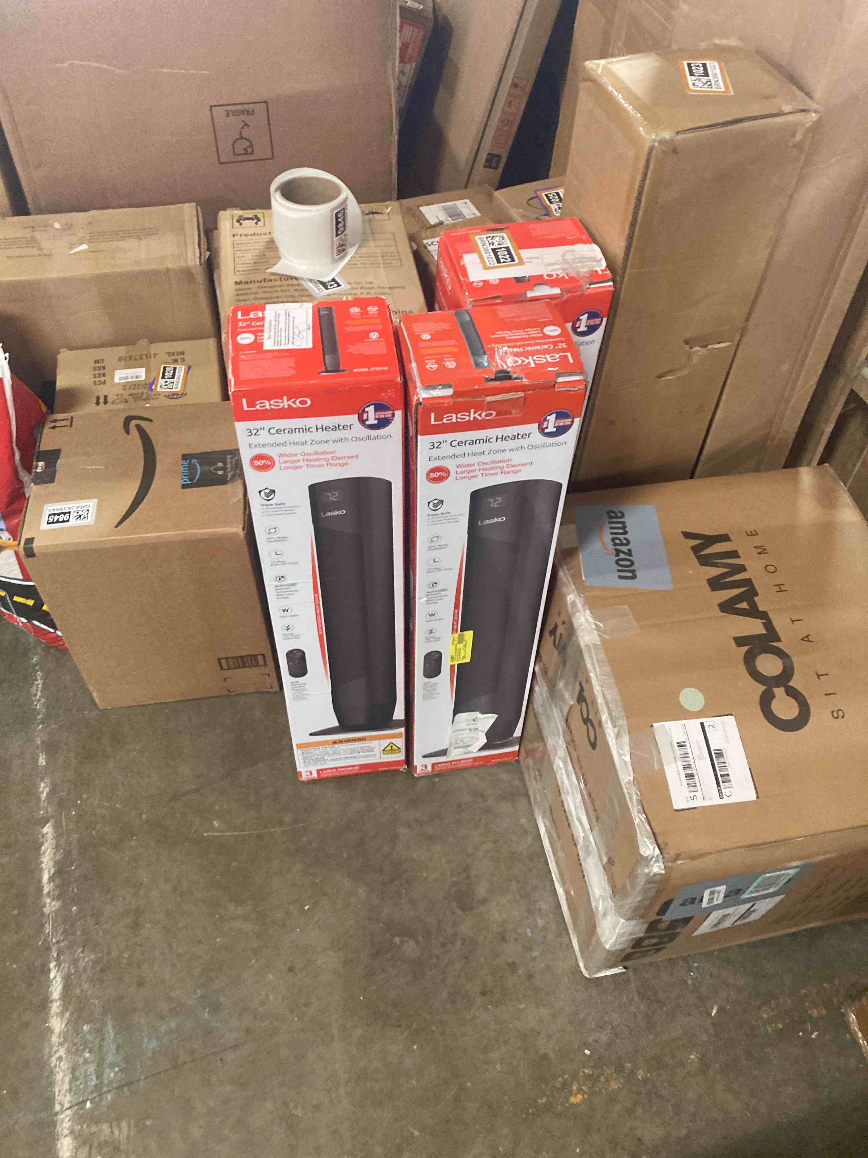 Condition photo showing New/Like New for Lasko Ellipse Ceramic Tower Heater for Home with Tipover Switch, Child Lock, Digital Display, Thermostat, Wide Oscillation, Remote, Timer, For Bedroom, Office, Living Room, Den, 1500W, Black, CT18950 18"