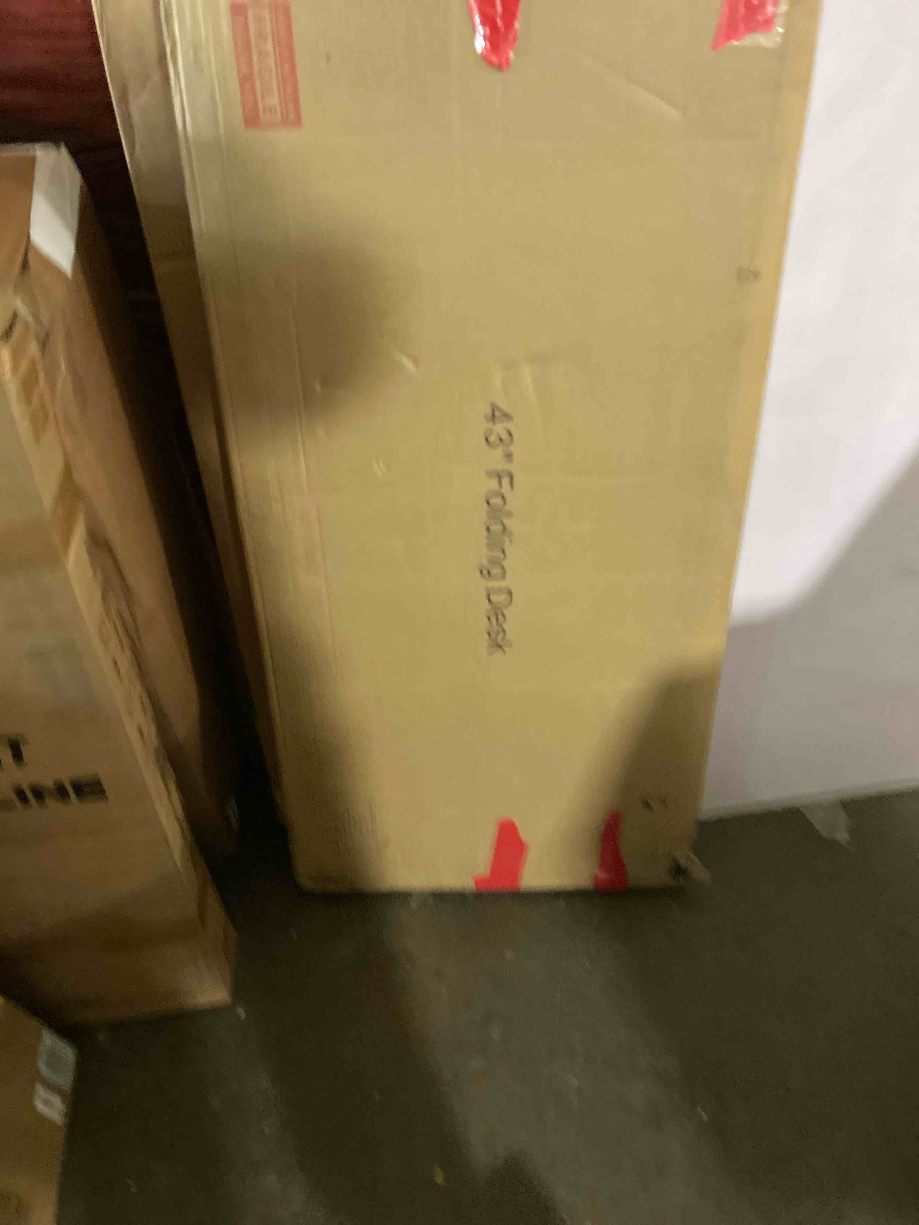 Condition photo showing New/Like New for Frylr Small Folding Computer Desk – 43.3 Inch Portable Table for Craft and Study, Lightweight Desk for Small Spaces, Foldable Laptop Table Built-in AC/USB Outlets for Convenience, White Ash 43.3 x 19.7 Inch With Power Outlets White Ash