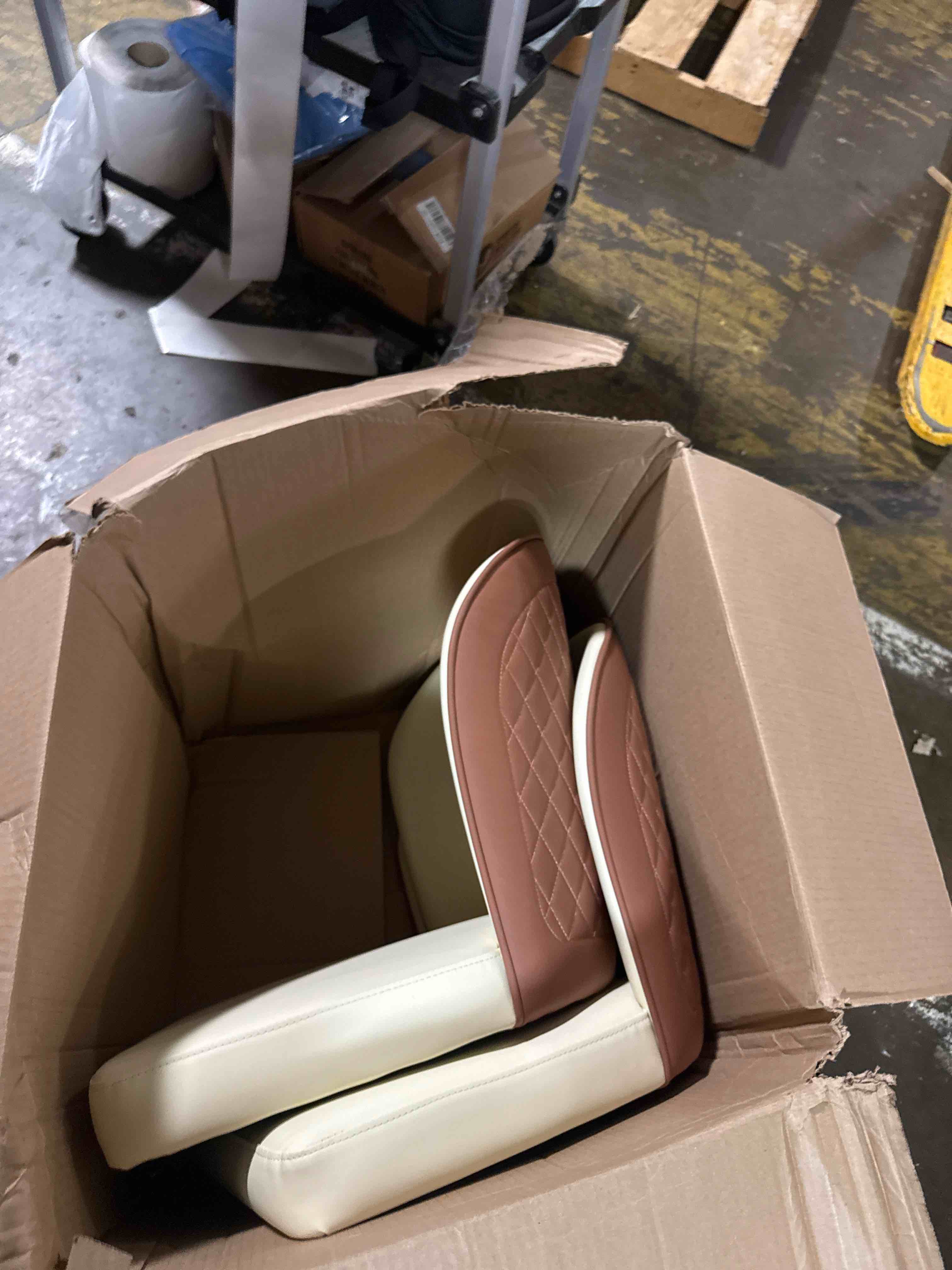Condition photo showing New/Like New for rieort 2 pack kitchen chairs high back dining room chairs upholstered diner side table chair with leather seat and metal legs armless(white+brown)