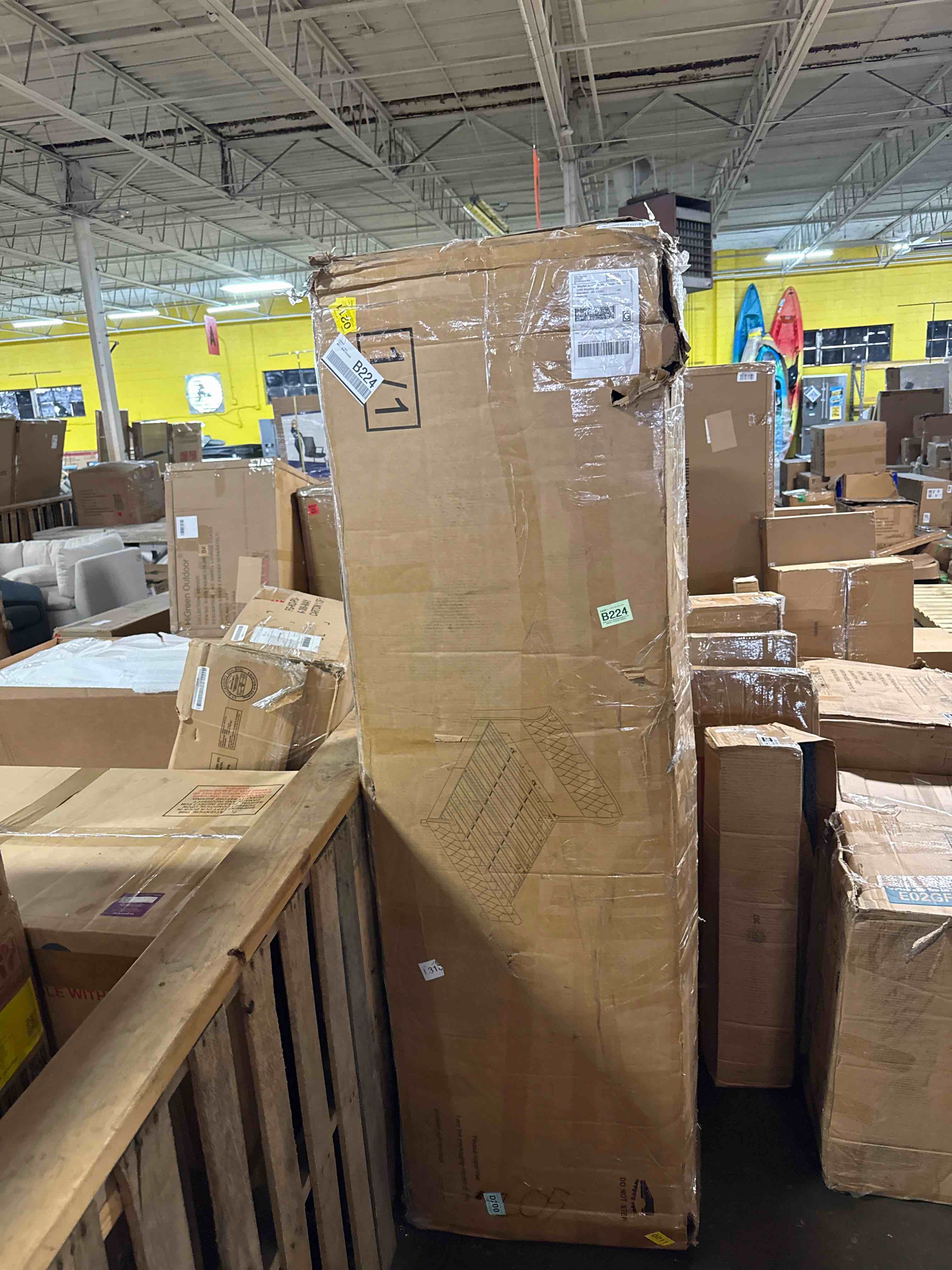 Condition photo showing New/Like New for galnfu king size bed frame with button tufted headboard, upholstered platform bed frame with underbed storage, wooden slats supports, noise free, no box spring needed, easy assembly, dark grey