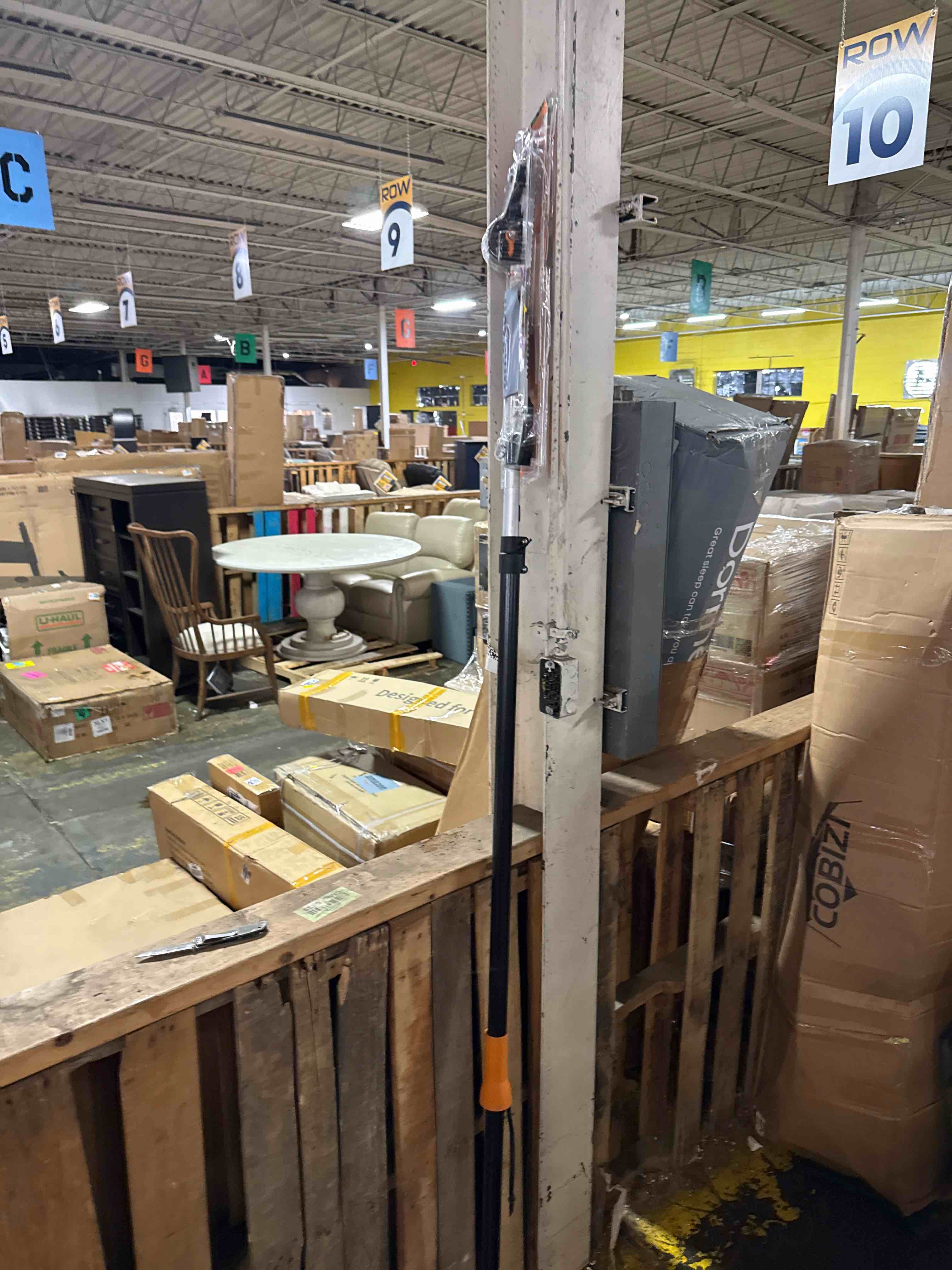 Condition photo showing New/Like New for fiskars 2-in-1 extendable tree pruner and pole saw (extends 7.9 - 12 feet) with rotating head, pruning stik model with15-inch double-grind saw blade, and double locking system