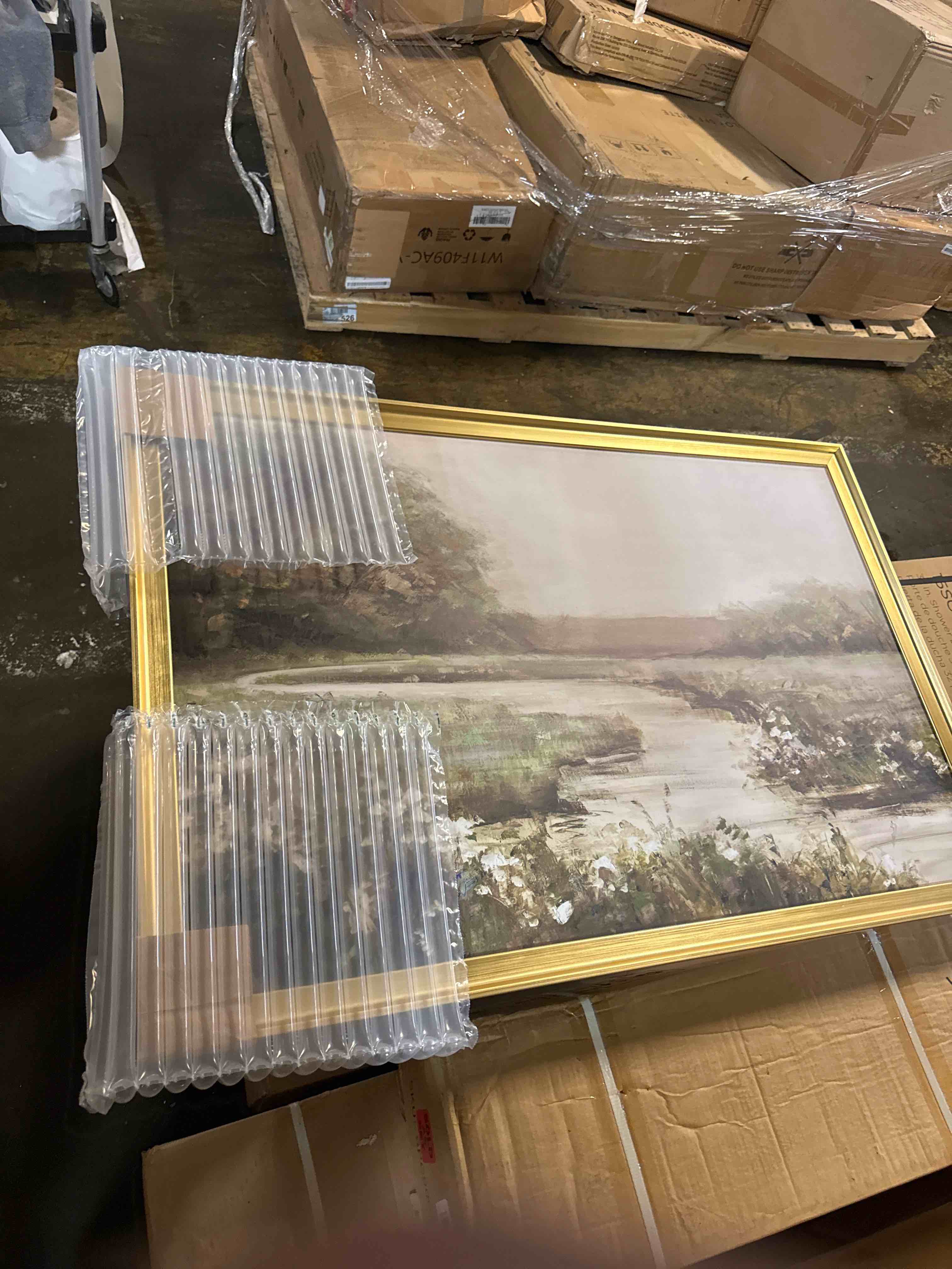 Condition photo showing New/Like New for viyyiea vintage nature large framed wall art, lakeside landscape paintings art decor aesthetic, canvas print artwork, retro scenery wall pictures for bedroom bathroom office 24x36 inch