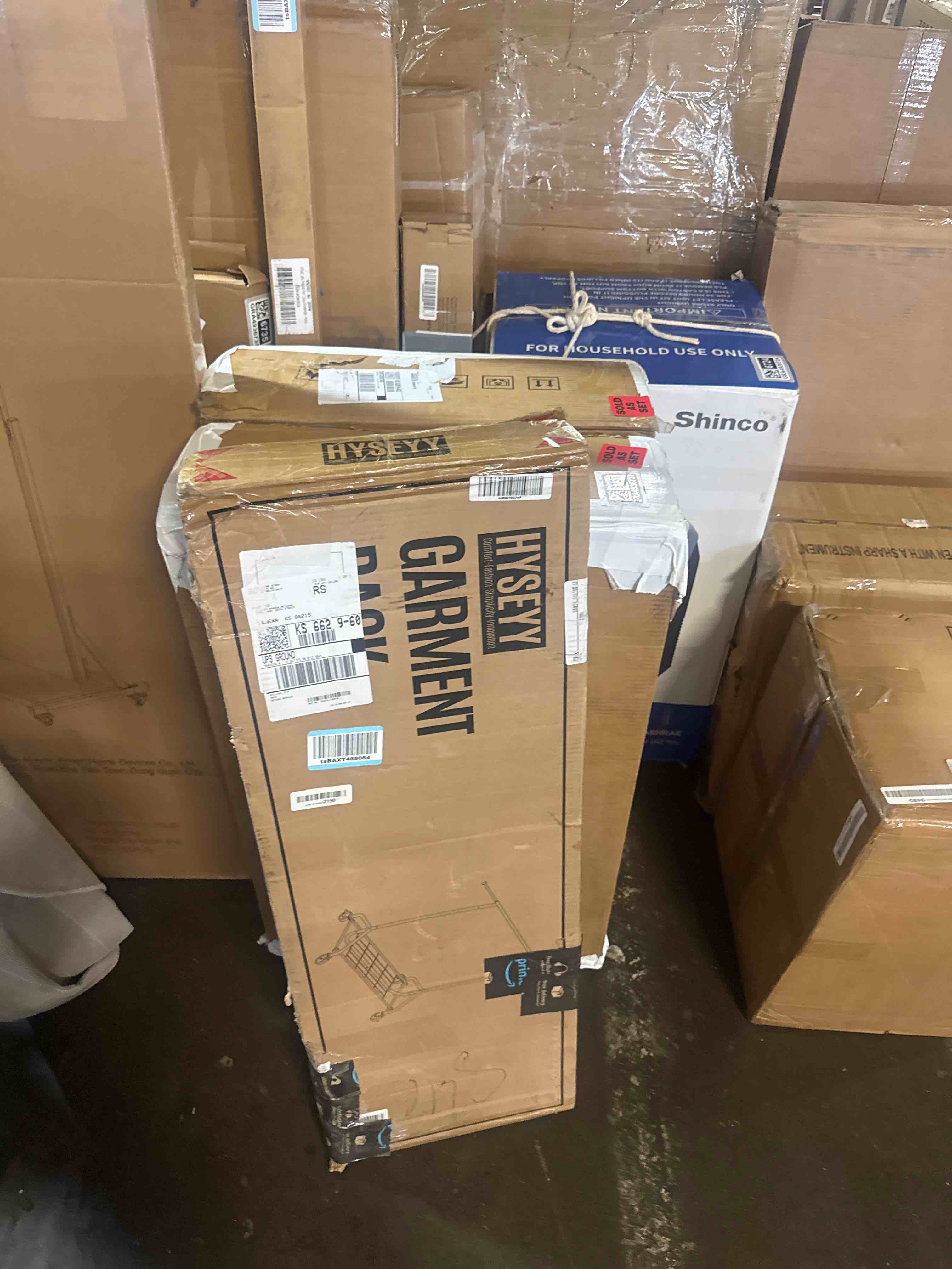 Condition photo showing New/Like New for hyseyy heavy duty clothes rack, rolling clothing rack with shelves load 620 lbs, double rod clothing racks for hanging clothes, portable& adjustable clothes rack with wheels garment rack sliver large