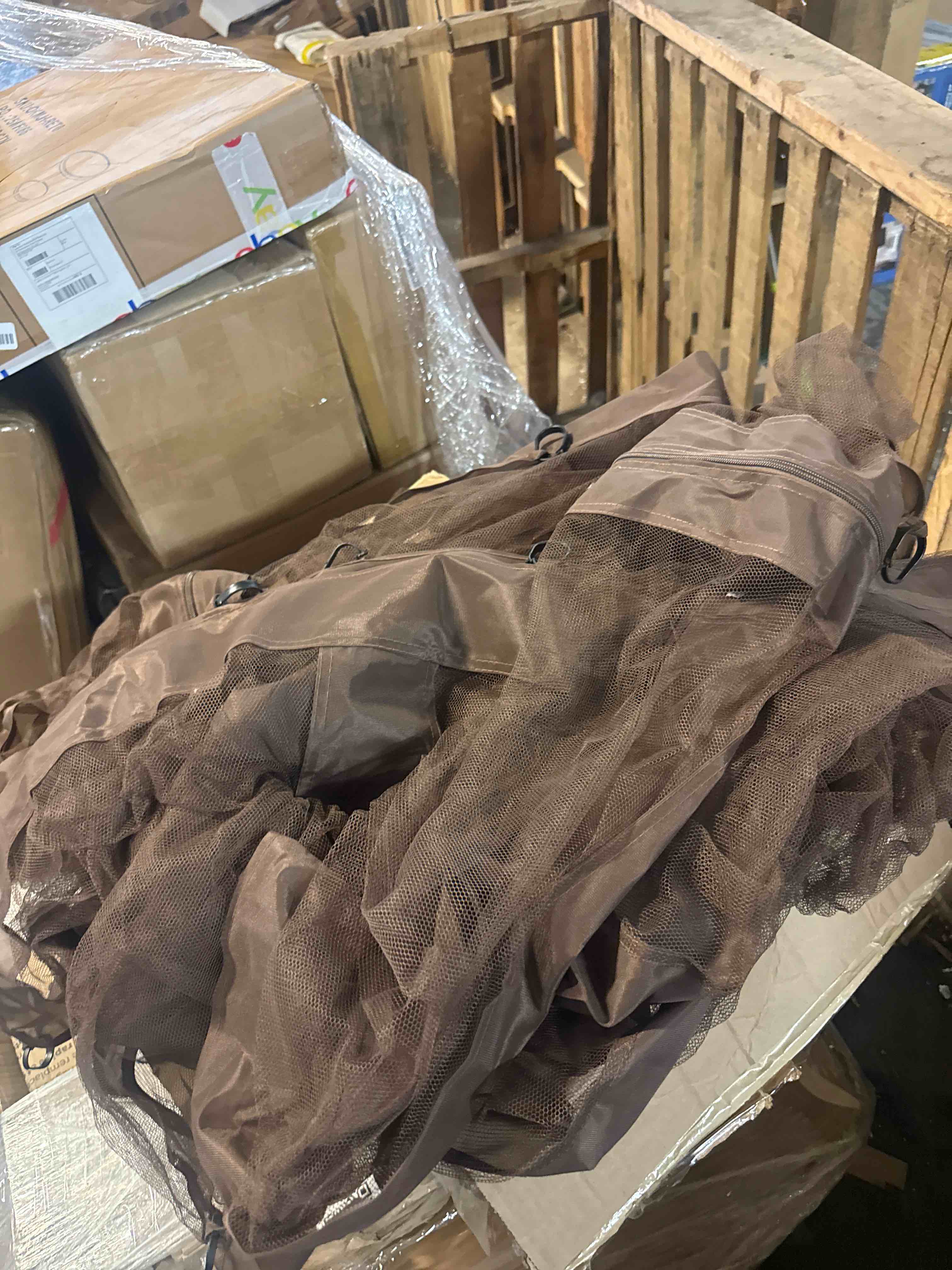 Condition photo showing New/Like New for gazebo universal replacement mosquito netting,10' x 12' outdoor canopy net screen 4-panel sidewall curtain, with zippers?excluding gazebo (brown)
