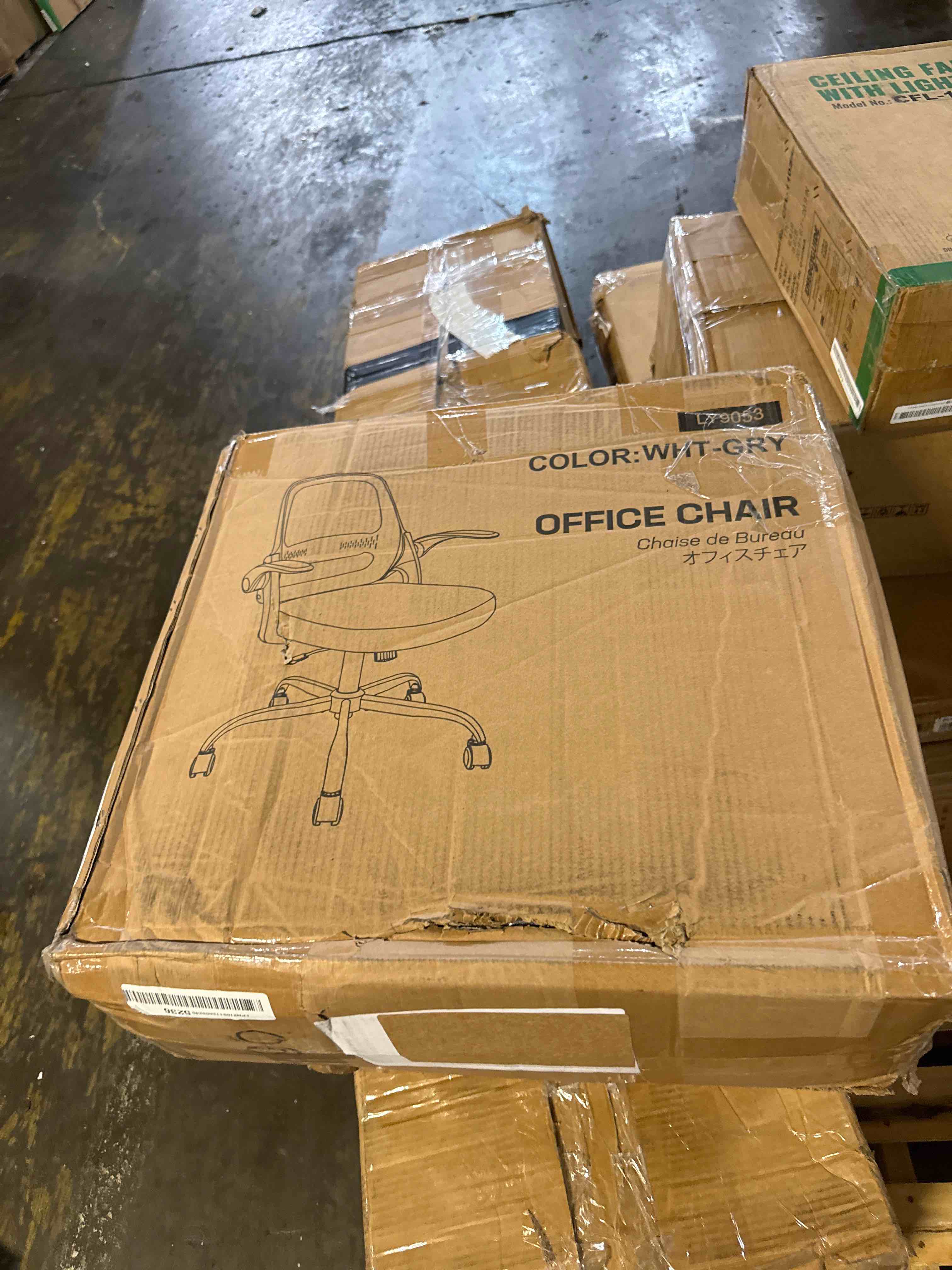 Condition photo showing New/Like New for ergonomic mesh office chair for home office, flip-up arms, breathable mesh back & thick seat cushion, swivel rolling computer desk chair – bifma certified, supports 300 lbs (white frame/gray seat)