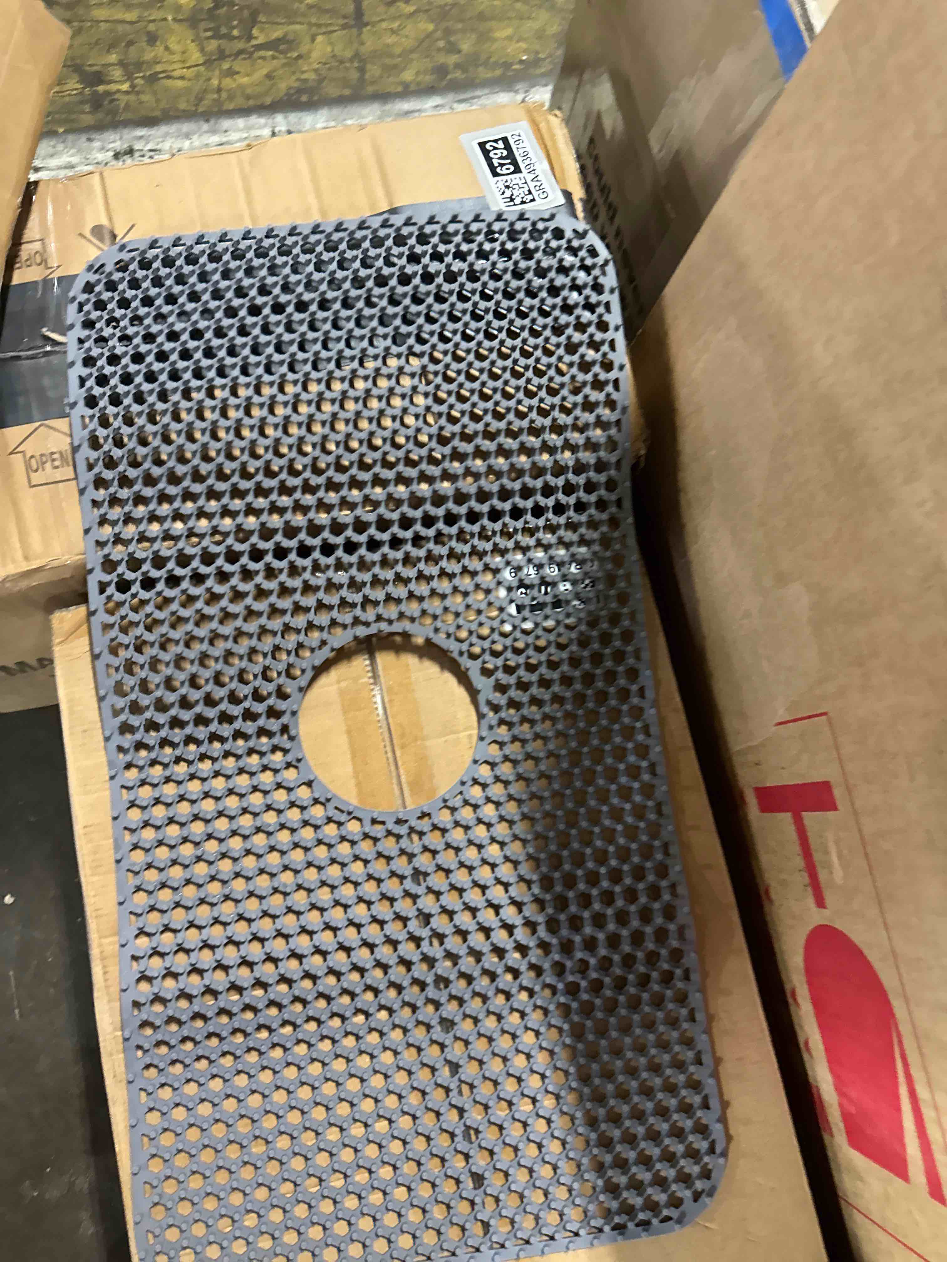 Condition photo showing New/Like New for silicone sink protectors for kitchen sink with rear drain - 26"x 14" kitchen sink mats accessory, non-slip heat resistant sink mat for bottom of farmhouse stainless steel sink (rear hole)