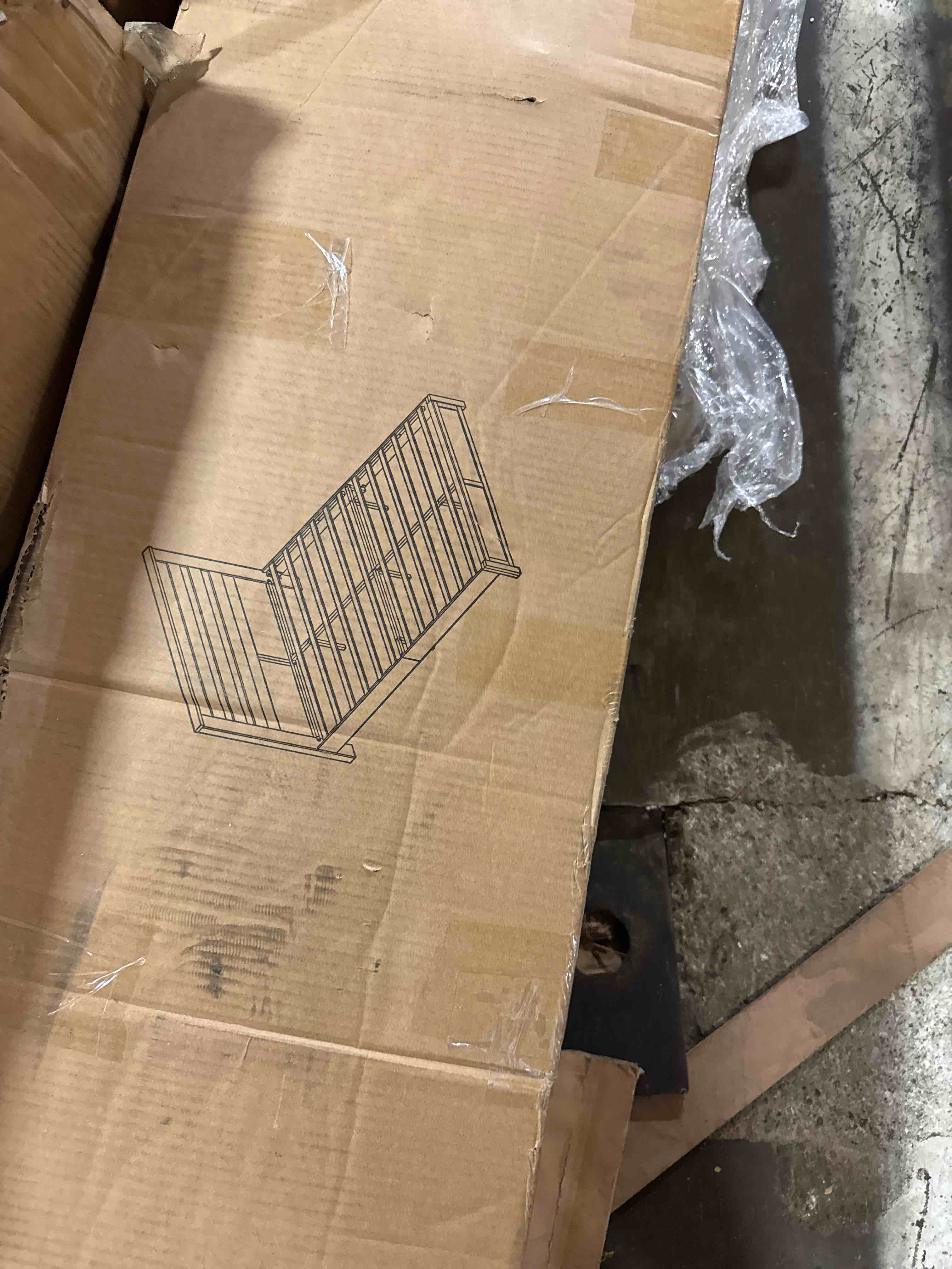 Condition photo showing New/Like New for luxoak king size farmhouse wooden bed frame, platform bed frame with 49.2" headboard/no box spring needed/noisy free/easy assembly/brown