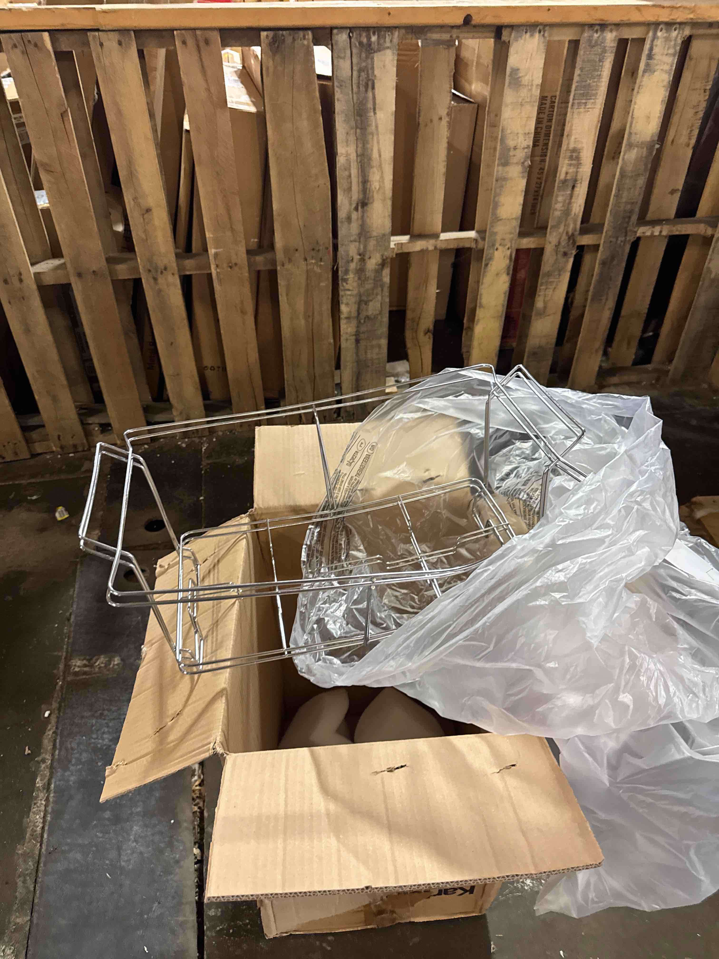 Condition photo showing As Is for truecraftware- full size chrome wire chafer stand for disposable pans chrome plated- food warmer chafers and buffet warmer stand for catering event party holiday buffet weddings catering